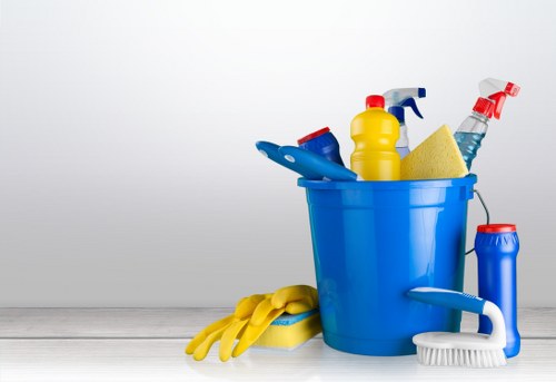 Technician wearing PPE during carpet cleaning work