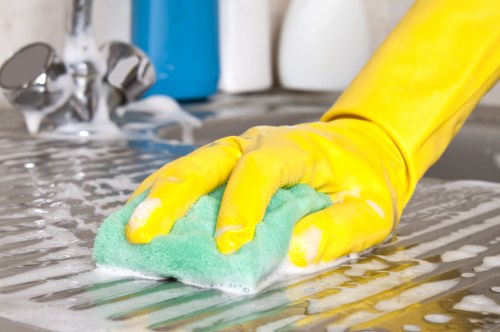 Bathroom descaling and sanitising as part of move-out cleaning